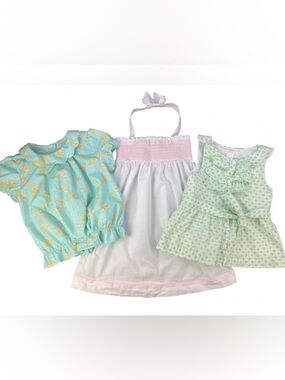Janie and Jack Bundle Pastel Floral & White Dress Set - Mint, Pink, Yellow